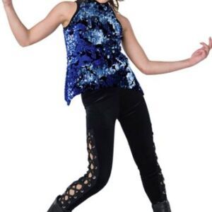 Jazz, Tap, Hip Hop Dance Costume, Blue & Black, Medium Adult